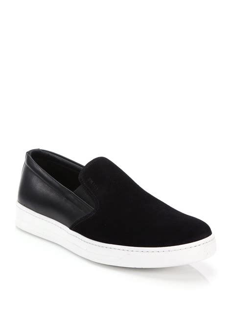 prada sport suede low-top sneakers|prada men's slip on sneakers.